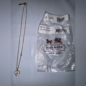 Coach Gold Heart Necklace with Crystal Accents